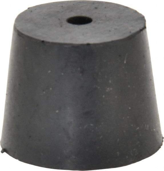 Made in USA - #6, 1-1/64 Small to 1-17/64 Large End Diam, Tapered Rubber Stopper with Hole - 38 to 48 Shore A Durometer, 13/64" Hole Diam - Benchmark Tooling