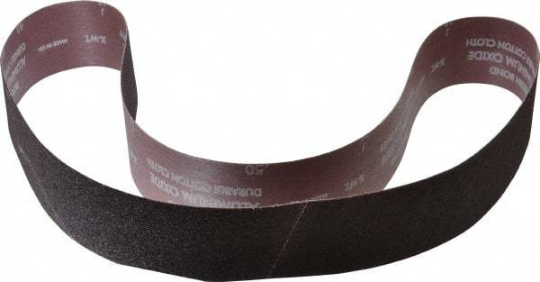 Norton - 2-1/2" Wide x 60" OAL, 50 Grit, Aluminum Oxide Abrasive Belt - Aluminum Oxide, Coarse, Coated, X Weighted Cloth Backing, Series R228 - Benchmark Tooling