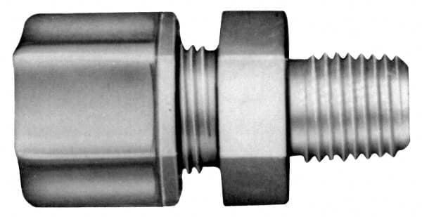 Made in USA - 3/8" Tube OD, Kynar Plastic Compression Tube Male Connector - 1/8 NPT Pipe, 275°F Max, Plastic Grip - Benchmark Tooling