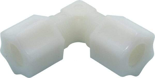 Made in USA - 1/2" Tube OD, Nylon Plastic Compression Tube Union Elbow - 220°F Max, Plastic Grip - Benchmark Tooling