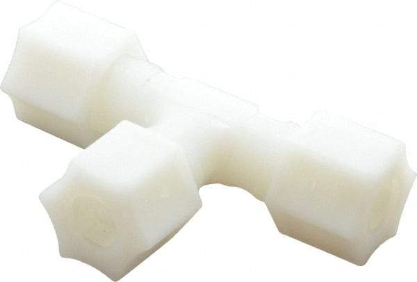 Made in USA - 3/8" Tube OD, Nylon Plastic Compression Tube Union Tee - 220°F Max, Plastic Grip - Benchmark Tooling
