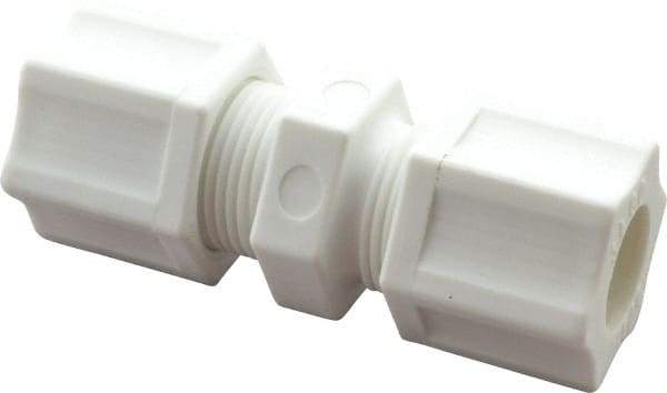 Made in USA - 1/2" Tube OD, Polypropylene Plastic Compression Tube Union - 215°F Max, Plastic Grip - Benchmark Tooling