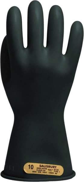 Salisbury by Honeywell - Class 00, Size M (8), 11" Long, Rubber Lineman's Glove - 500 AC Max Use Voltage, 2,500 AC Test Voltage, Black, ASTM D120 - Benchmark Tooling