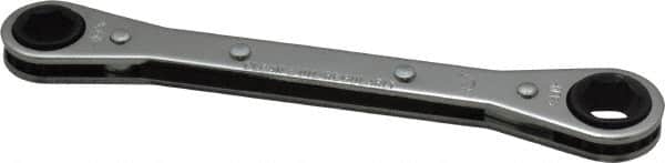 Lang - 3/8" x 7/16" 6 Point Ratcheting Box Wrench - Double End, 5-1/2" OAL, Steel - Benchmark Tooling