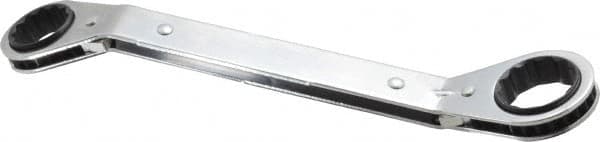 Lang - 13/16" x 15/16" 12 Point Reversible Ratcheting Offset Box Wrench - Double End, 9-1/8" OAL, Steel, 25° Offset - Benchmark Tooling