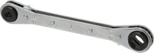 Lang - 1/4" & 3/16" Sq x 3/8" & 5/16" Sq 6 Point 4 in 1 Reversible Ratcheting Box Wrench - Double End, Steel - Benchmark Tooling