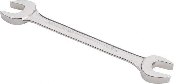 Armstrong - 5/8" x 3/4" Standard Open End Wrench - 7-7/8" OAL, Double End, Chrome Finish, 15° Head Angle - Benchmark Tooling