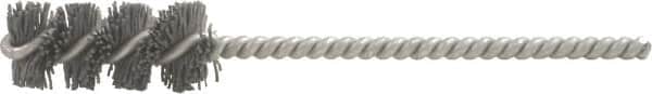 Brush Research Mfg. - 0.309" Diam Helical Nylon Tube Brush - Single Spiral, 0.012" Filament Diam, 1-1/4" Brush Length, 4-1/2" OAL, 1/8" Diam Steel Shank - Benchmark Tooling