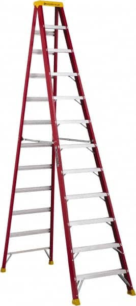 Louisville - 11 Steps, 12' High, Type IA Rating, Fiberglass Step Ladder - Benchmark Tooling