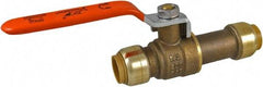 SharkBite - 1/2 x 1/2" Pipe, Standard Port, Brass Standard Ball Valve - Inline - Two Way Flow, Push-to-Connect x Push-to-Connect Ends, Steel Handle, 200 WOG - Benchmark Tooling