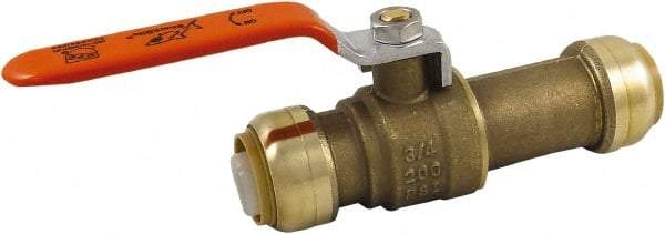 SharkBite - 3/4 x 3/4" Pipe, Standard Port, Brass Standard Ball Valve - Inline - Two Way Flow, Push-to-Connect x Push-to-Connect Ends, Steel Handle, 200 WOG - Benchmark Tooling