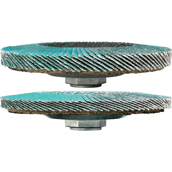 3M - 40 Grit, 4-1/2" Disc Diam, 5/8-11 Center Hole, Type 29 Zirconia Alumina Flap Disc - 13,300 Max RPM, Cloth Backing, Arbor Attaching System, Coated - Benchmark Tooling