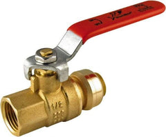 SharkBite - 3/4 x 3/4" Pipe, Standard Port, Brass Valve Female Connector Ball Valve - Inline - Two Way Flow, Push-to-Connect x FNPT Ends, Steel Handle, 200 WOG - Benchmark Tooling