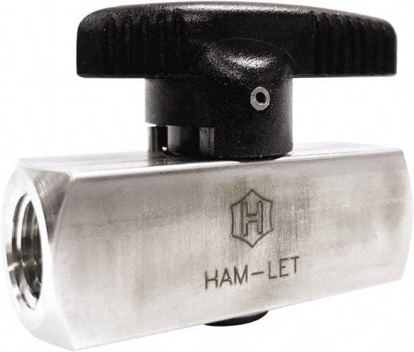 Ham-Let - 1/4" Pipe, 3,000 psi WOG Rating, 316/316L Stainless Steel, Inline, One Way Instrumentation Plug Valve - Wedge Handle, FNPT x FNPT End Connections, Reinforced PTFE Seal - Benchmark Tooling