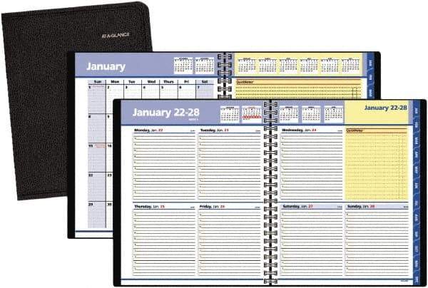 AT-A-GLANCE - 38 Sheet, 8 x 9-7/8", Weekly/Monthly Planner - Black - Benchmark Tooling
