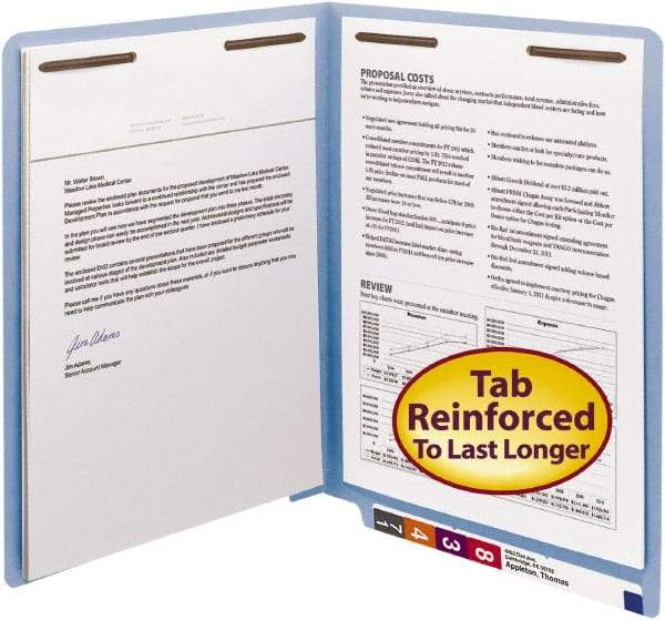 SMEAD - 8-1/2 x 11", Letter Size, Blue, File Folders with End Tab - 11 Point Stock, Straight Tab Cut Location - Benchmark Tooling