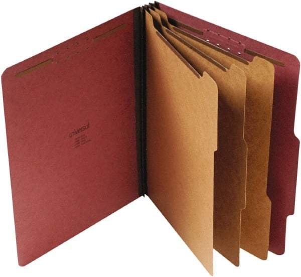 UNIVERSAL - 8-1/2 x 11", Letter Size, Red, Classification Folders with Top Tab Fastener - 25 Point Stock, Right of Center Tab Cut Location - Benchmark Tooling