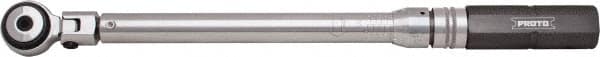 Proto - 3/8" Drive Click Type Torque Wrench - 10 Ft/Lb to 100 Ft/Lb Torque, 16-9/16" OAL, 1 Ft/Lb Graduation, Pear Head - Benchmark Tooling