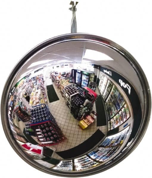 Se-Kure Domes&Mirrors - Indoor Round Convex Safety, Traffic & Inspection Mirrors - Acrylic Lens, Hardboard Backing, 24" Diam, 72' Max Covered Distance - Benchmark Tooling