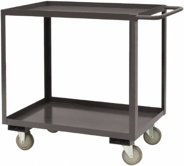 Durham - 1,200 Lb Capacity, 30" Wide x 48" Long x 37-5/8" High Service Cart - 2 Shelf, Steel, 2 Rigid/2 Swivel Casters - Benchmark Tooling