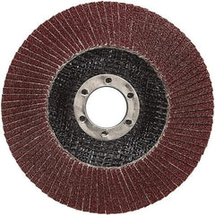 3M - 40 Grit, 4-1/2" Disc Diam, 7/8" Center Hole, Type 27 Ceramic Flap Disc - 13,300 Max RPM, Cloth Backing, Arbor Attaching System, Coated - Benchmark Tooling