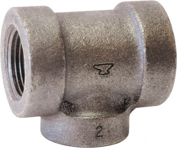Made in USA - Size 1-1/2 x 3/4 x 1-1/2", Class 125, Cast Iron Black Pipe Reducing Tee - 175 psi, FPT End Connection - Benchmark Tooling