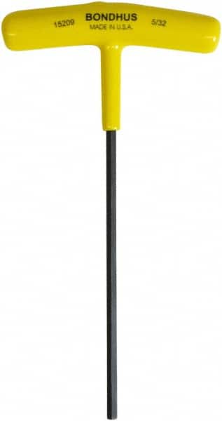 Bondhus - 5/32" Hex, T-Handle Cushion Grip, Hex Key - 6" OAL, Protanium High Torque Steel, Inch System of Measurement - Benchmark Tooling