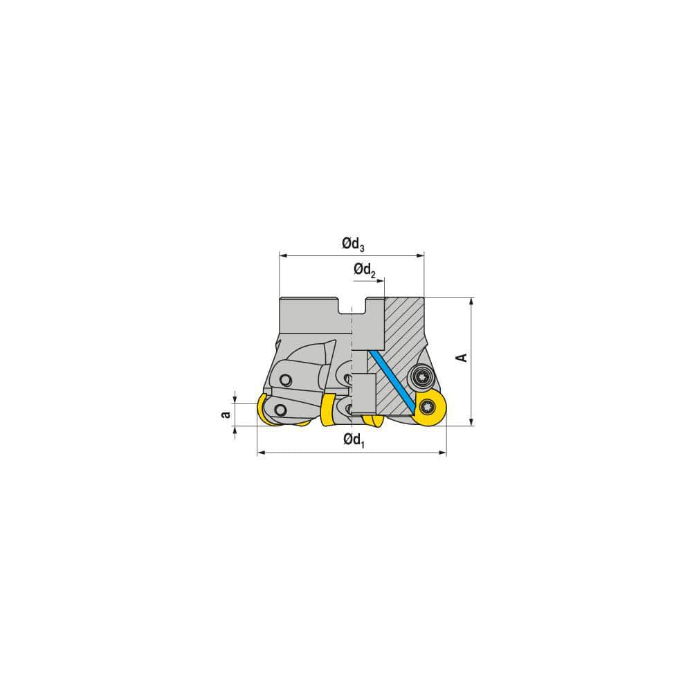 Indexable Copy Face Mills; Maximum Depth Of Cut: 3.00 mm; Compatible Insert Size Code: RD.X 12T3..; Arbor Hole Diameter (mm): 16.00; Maximum Ramping Angle: 8.5 ™; Overall Height (mm): 43.00 mm; Series: R1000A-12; Number of Cutter Inserts: 5; Cutter Style
