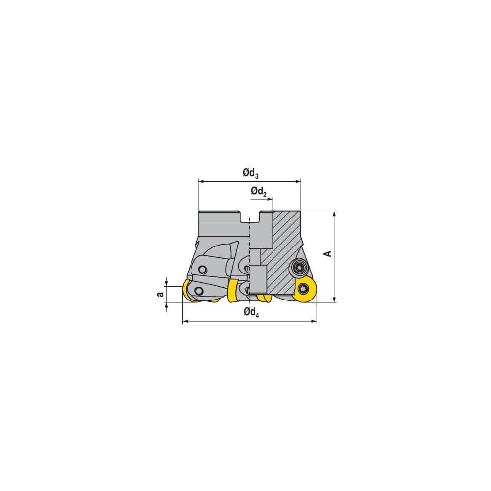 Indexable Copy Face Mills; Maximum Depth Of Cut: 5.10 mm; Compatible Insert Size Code: RD.X 1604..; Arbor Hole Diameter (mm): 32.00; Maximum Ramping Angle: 3.3 ™; Overall Height (mm): 53.00 mm; Series: R1007A-16; Number of Cutter Inserts: 7; Cutter Style