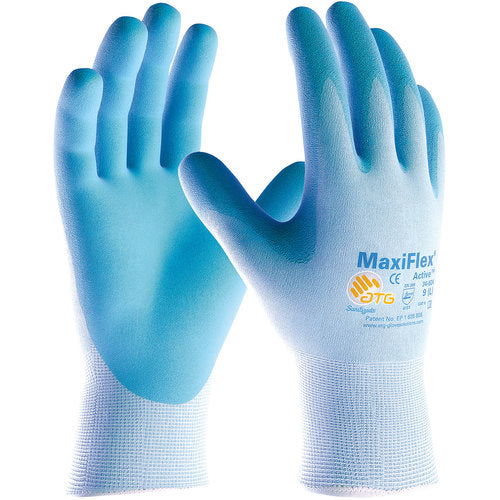 34-824/M MaxiFlex Seamless Knits - MaxiFlex Active - 15G Bl. Nylon and Lycra Shell - Bl. Foam Nitrile - Exact Industrial Supply