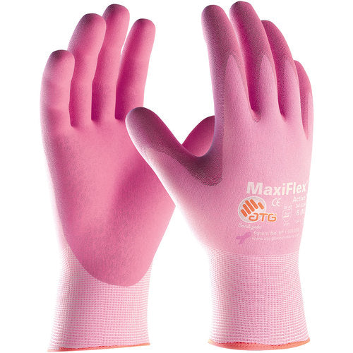 34-8264/XXS MaxiFlex Seamless Knits - MaxiFlex Active - 15G Pink Nylon/ Lycra Shell - Pink Foam Nitrile - Exact Industrial Supply