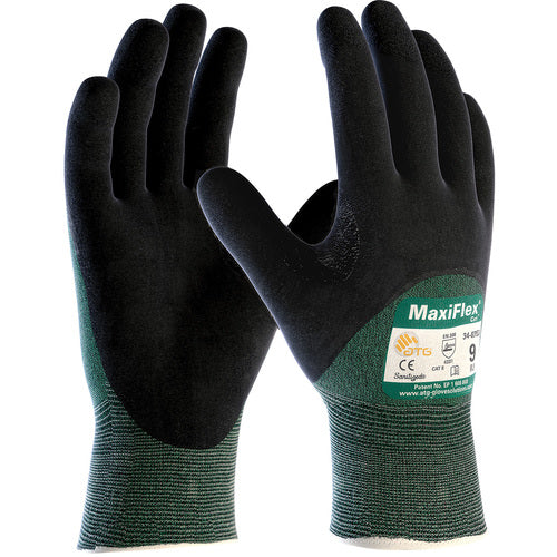 34-8753/XXL Cut Resistant Gloves - MaxiFlex Cut - Green Eng Yrn - Black 3/4 MicroFoam Nitrile Coating - EN3 - Exact Industrial Supply