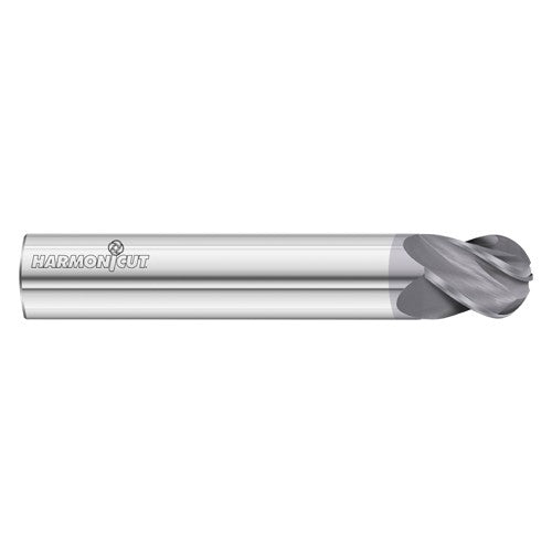 1/2″ Dia. × 1/2″ Shank × 5/8″ DOC × 3″ OAL, Carbide FC18, 4 Flute, Variable Helix, Round, External , Ballnose End Mill - Exact Industrial Supply