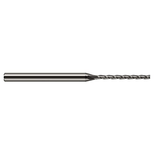 Miniature End Mills - Long Flute - 0.0150″ (1/64″) Cutter Diameter × 0.1560″ (5/32″) Length of Cut Carbide Square End Mill, 3 Flutes - Exact Industrial Supply
