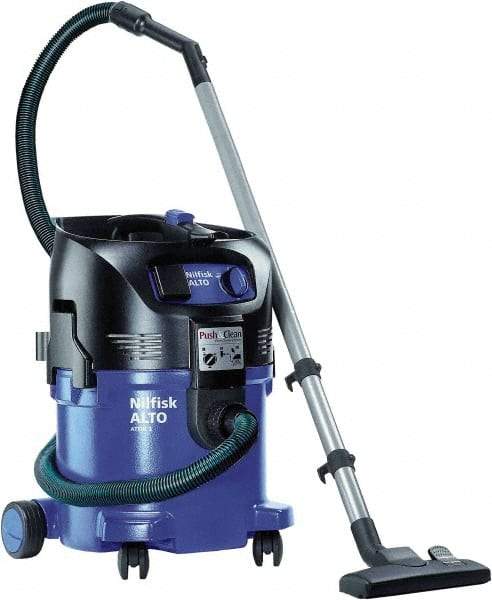 Nilfisk - 8 Gal Plastic Tank, Electric Powered Wet/Dry Vacuum - 1.34 Peak hp, 120 Volt, 8.3 Amps, 10' Hose Fitting, General Purpose Filter, Accessories Included - Benchmark Tooling