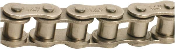 Tritan - 1/4" Pitch, ANSI 25, Single Strand Roller Chain - Chain No. 25NP, 787 Lb. Capacity, 100 Ft. Long, 0.13" Roller Diam, 1/8" Roller Width - Benchmark Tooling