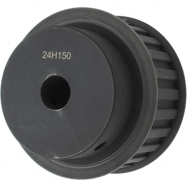 Power Drive - 24 Tooth, 3/4" Inside x 3.766" Outside Diam, Timing Belt Pulley - 1-1/2" Belt Width, 3.82" Pitch Diam, Steel & Cast Iron - Benchmark Tooling