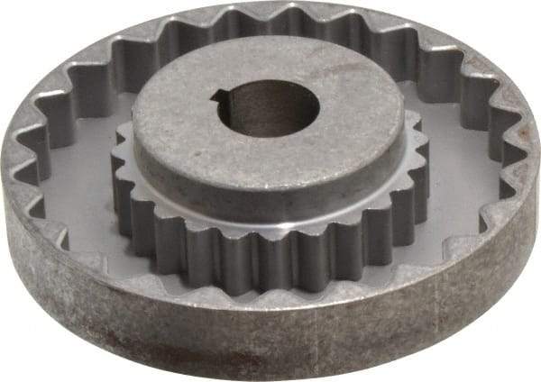 Lovejoy - 7/8" Max Bore Diam, 3/16" x 3/32" Keyway Width x Depth, Flexible Coupling Hub - 4-5/8" OD, 3.94" OAL, Cast Iron - Benchmark Tooling