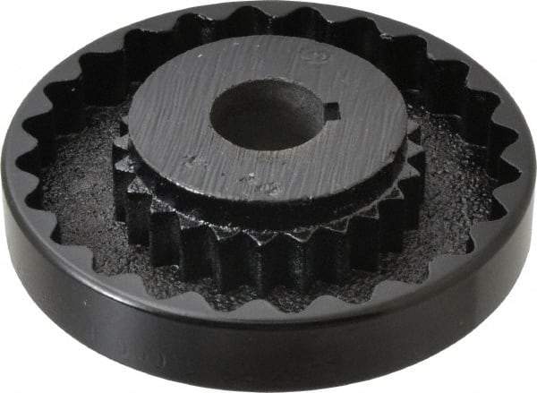Lovejoy - 1" Max Bore Diam, 1/4" x 1/8" Keyway Width x Depth, Flexible Coupling Hub - 4-5/8" OD, 3.94" OAL, Cast Iron - Benchmark Tooling