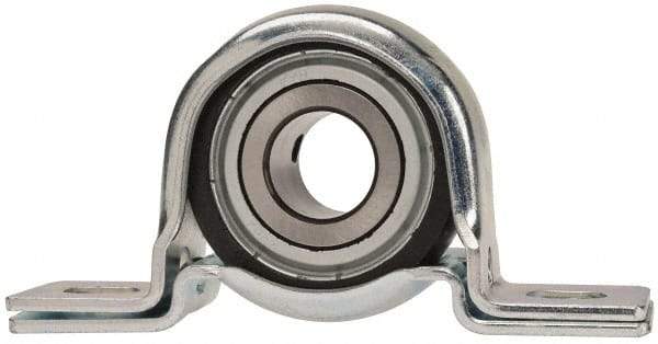 Value Collection - 3/4" ID, 4-1/4" OAL x 2-7/32" OAH Pillow Block - 1,650 Lb Static Cap, 2,830 Lb Dyn Cap, 3.3906" Btw Mnt Hole Ctrs, 1-1/8" Base-to-Ctr Ht, Stamped Steel Rubber Mount - Benchmark Tooling