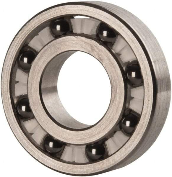 Made in USA - 1/2" Bore Diam, 1-1/8" OD, Open Precision Ground Radial Ball Bearing - 1/4" Wide, 1 Row, Round Bore, 129 Lb Static Capacity, 165 Lb Dynamic Capacity - Benchmark Tooling