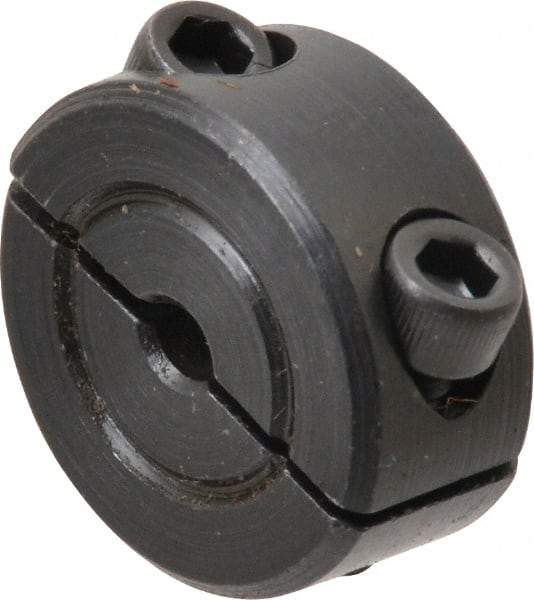 Climax Metal Products - 1/8" Bore, Steel, Two Piece Shaft Collar - 11/16" Outside Diam, 5/16" Wide - Benchmark Tooling