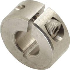 Climax Metal Products - 3/8" Bore, Stainless Steel, One Piece Clamp Collar - 7/8" Outside Diam, 3/8" Wide - Benchmark Tooling