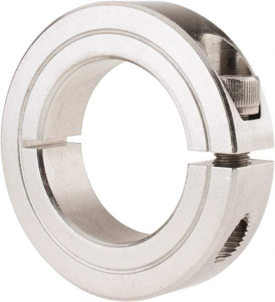 Climax Metal Products - 1-1/4" Bore, Stainless Steel, One Piece Clamp Collar - 2-1/16" Outside Diam, 1/2" Wide - Benchmark Tooling