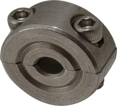 Climax Metal Products - 3/16" Bore, Stainless Steel, Two Piece Shaft Collar - 11/16" Outside Diam, 5/16" Wide - Benchmark Tooling