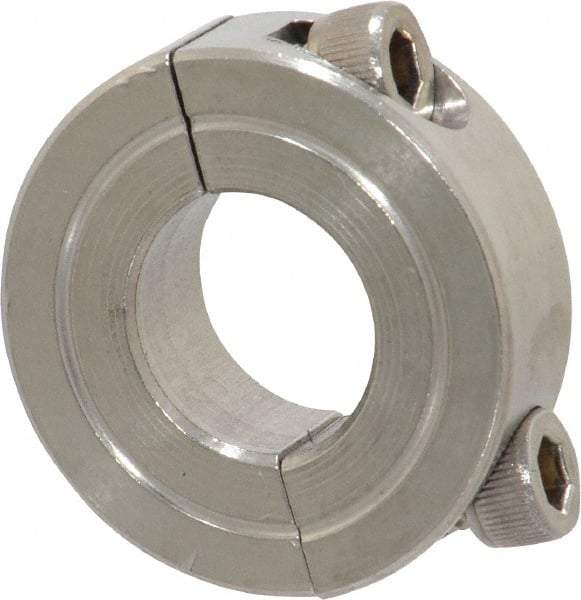 Climax Metal Products - 5/8" Bore, Stainless Steel, Two Piece Shaft Collar - 1-5/16" Outside Diam, 7/16" Wide - Benchmark Tooling