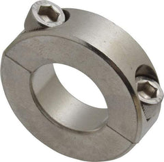 Climax Metal Products - 7/8" Bore, Stainless Steel, Two Piece Shaft Collar - 1-5/8" Outside Diam, 1/2" Wide - Benchmark Tooling