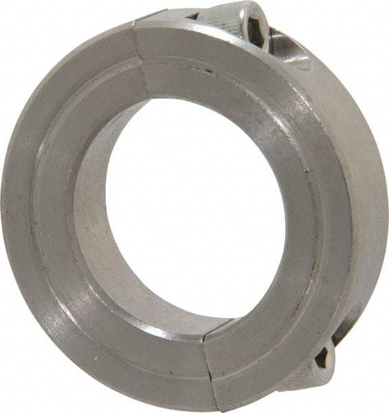 Climax Metal Products - 1-1/8" Bore, Stainless Steel, Two Piece Shaft Collar - 1-7/8" Outside Diam, 1/2" Wide - Benchmark Tooling