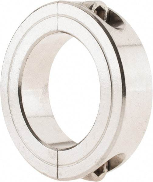 Climax Metal Products - 1-7/16" Bore, Stainless Steel, Two Piece Shaft Collar - 2-1/4" Outside Diam, 9/16" Wide - Benchmark Tooling