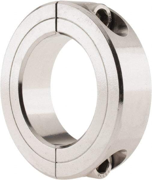 Climax Metal Products - 1-5/8" Bore, Stainless Steel, Two Piece Shaft Collar - 2-5/8" Outside Diam, 11/16" Wide - Benchmark Tooling